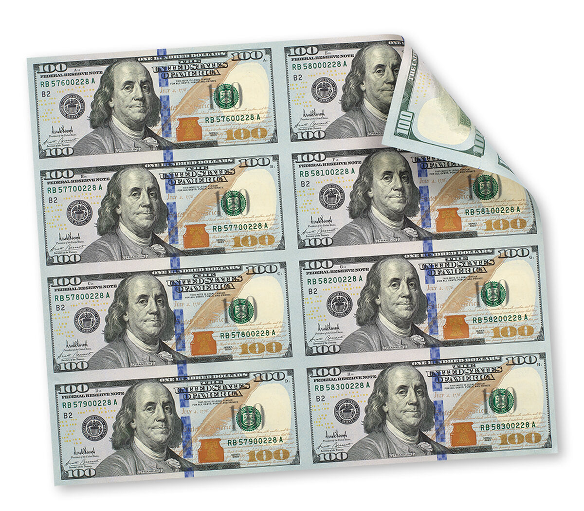$100 &ndash; 8 Note Sheet (New York) Series 2025, , hi-res image number 3.0