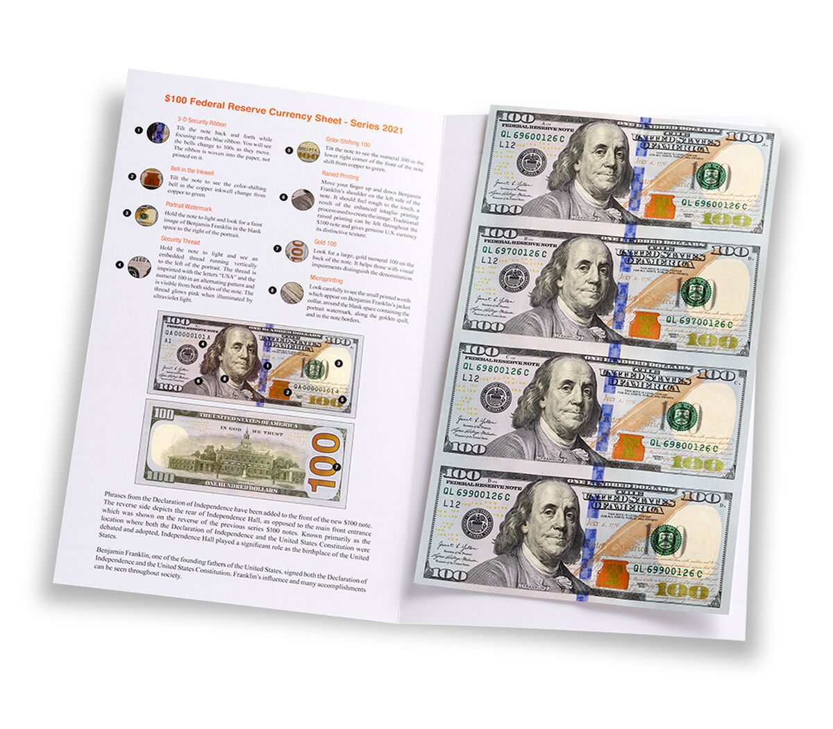 $100 &ndash; 4 Note Sheet San Francisco (L), , hi-res image number 9.0