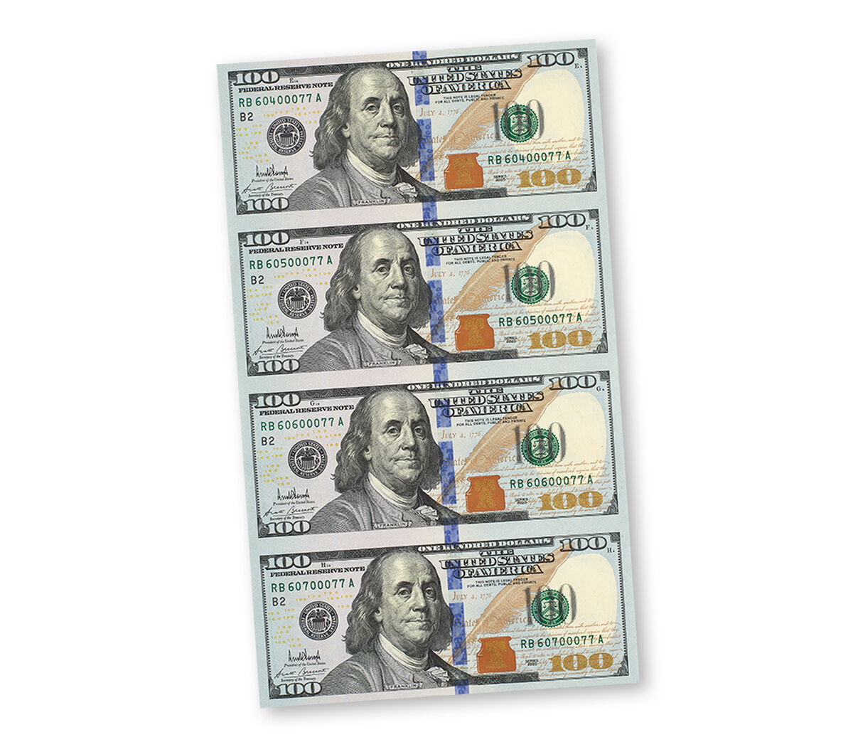 $100 &ndash; 4 Note Sheet (New York) Series 2025, , hi-res image number 4.0
