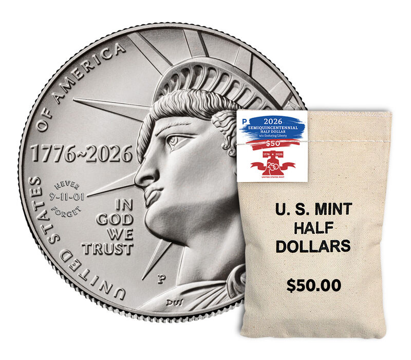 Semiquincentennial Half Dollar 2026 Rolls and Bags - 9/11 Enduring Liberty: 100-Coin Bag (P)