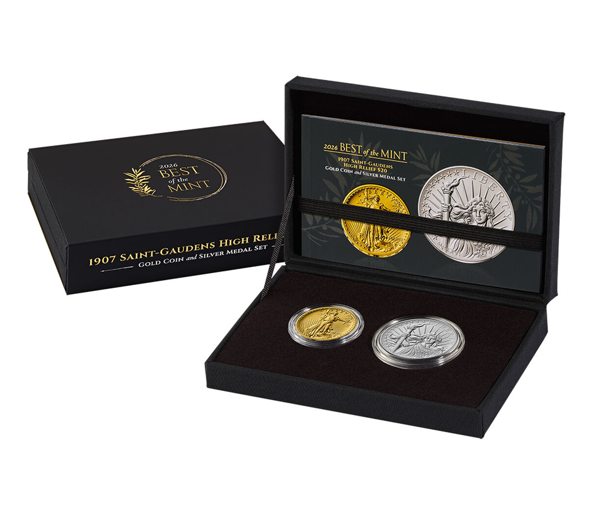 Best of the Mint 1907 Saint-Gaudens High Relief $20 Gold Coin and Silver Medal Set, , hi-res image number 2.0