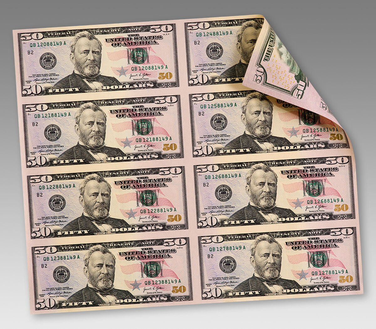 $50 &ndash; 8 Note Sheet New York (B), , hi-res image number 1.0