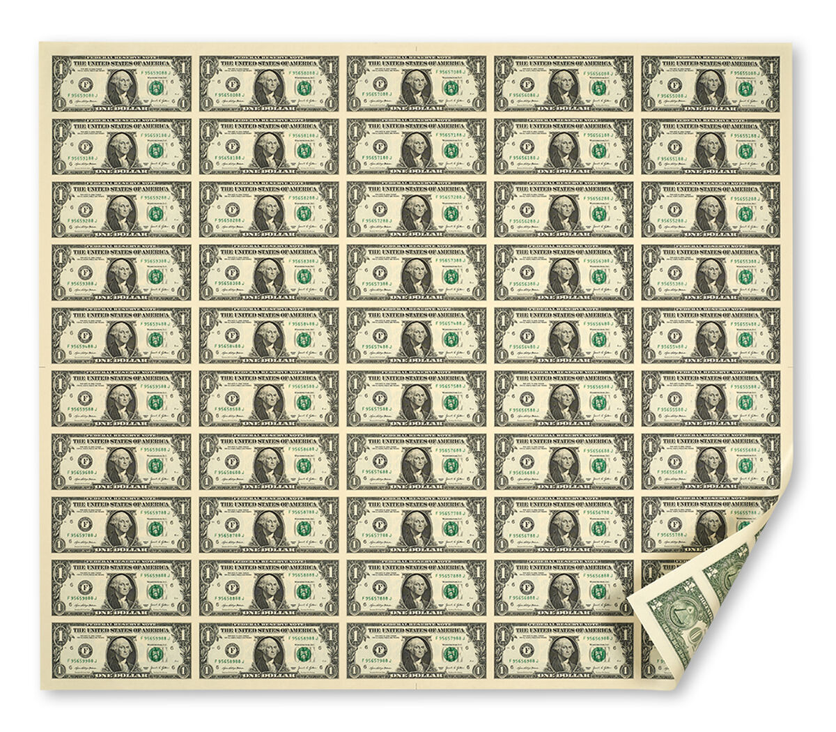 $1 &ndash; 50 Note Sheet (Atlanta) Series 2021, , hi-res image number 2.0