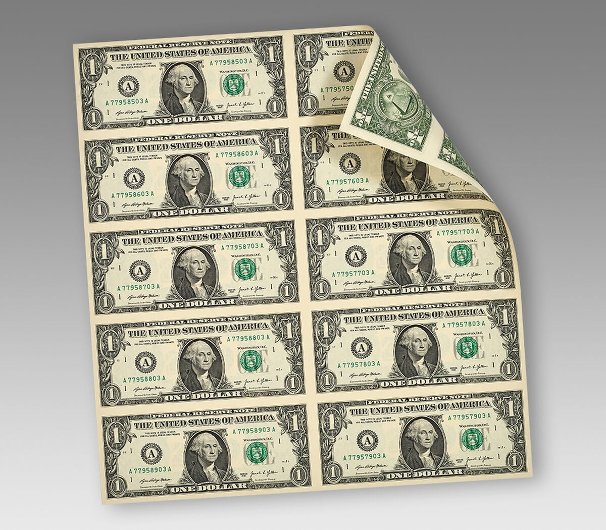 $1: 10-Note Sheet, , hi-res image number 1.0