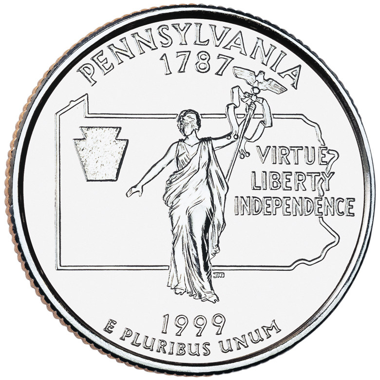 1999 50 State Quarters Coin Pennsylvania Uncirculated Reverse