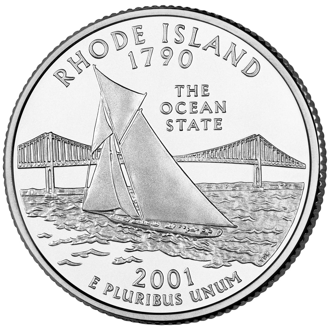 2001 50 State Quarters Coin Rhode Island Uncirculated Reverse