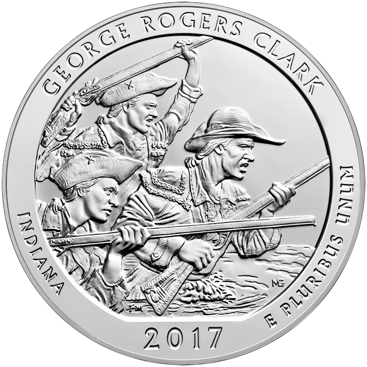 2017 Five Ounce Silver Bullion Coin George Rogers Clark Indiana Reverse