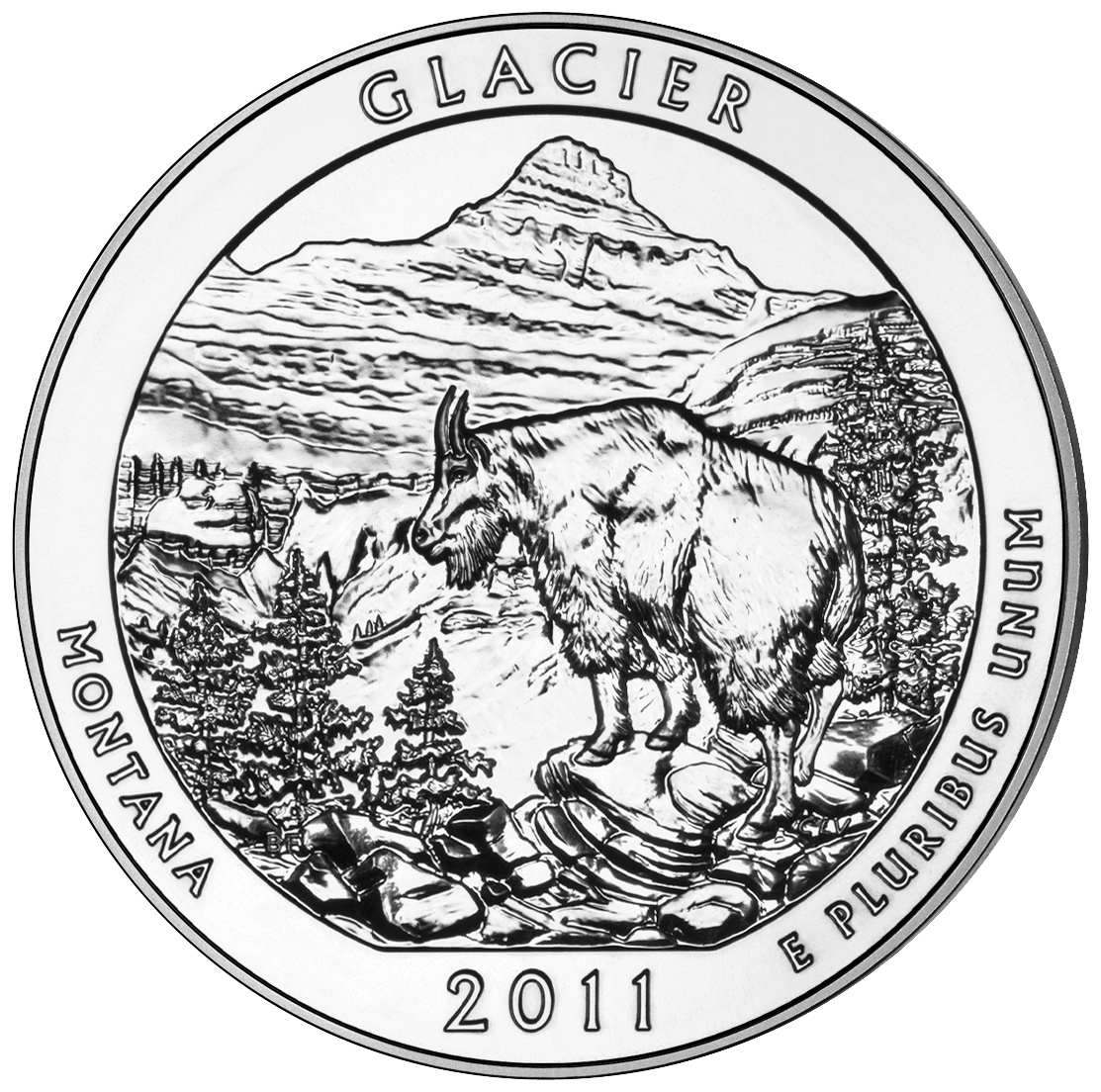 2011 America The Beautiful Quarters Five Ounce Silver Bullion Coin Glacier Montana Reverse