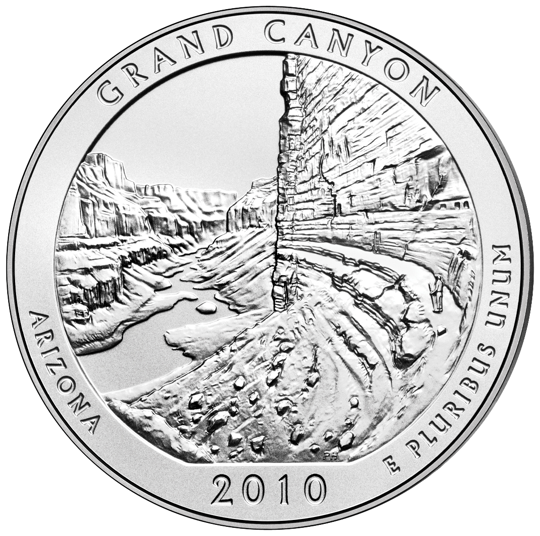2010 America The Beautiful Quarters Five Ounce Silver Uncirculated Coin Grand Canyon Arizona Reverse
