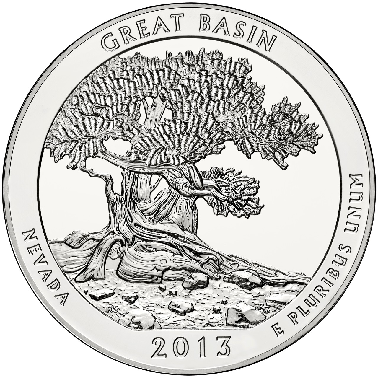 2013 America The Beautiful Quarters Five Ounce Silver Bullion Coin Great Basin Nevada Reverse