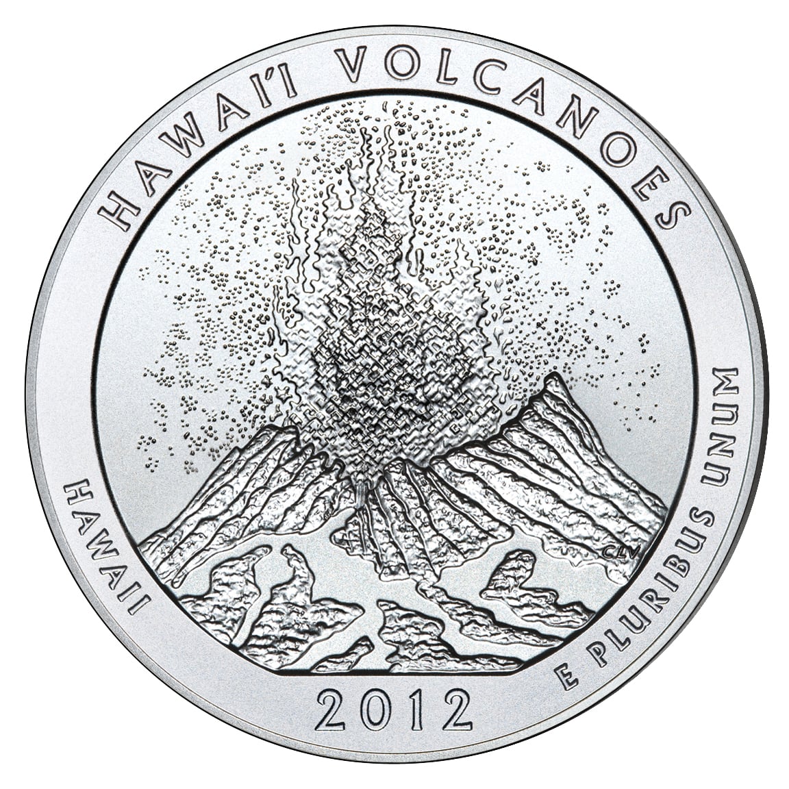 2012 America The Beautiful Quarters Five Ounce Silver Uncirculated Coin Hawaii Volcanoes Reverse