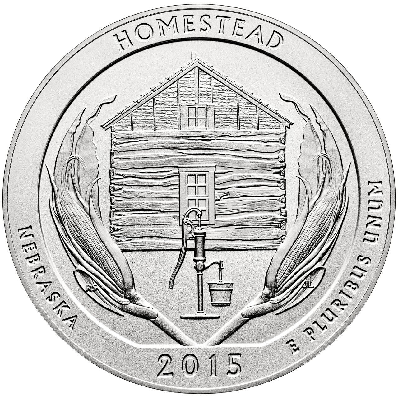 2015 America The Beautiful Quarters Five Ounce Silver Uncirculated Coin Homestead Nebraska Reverse