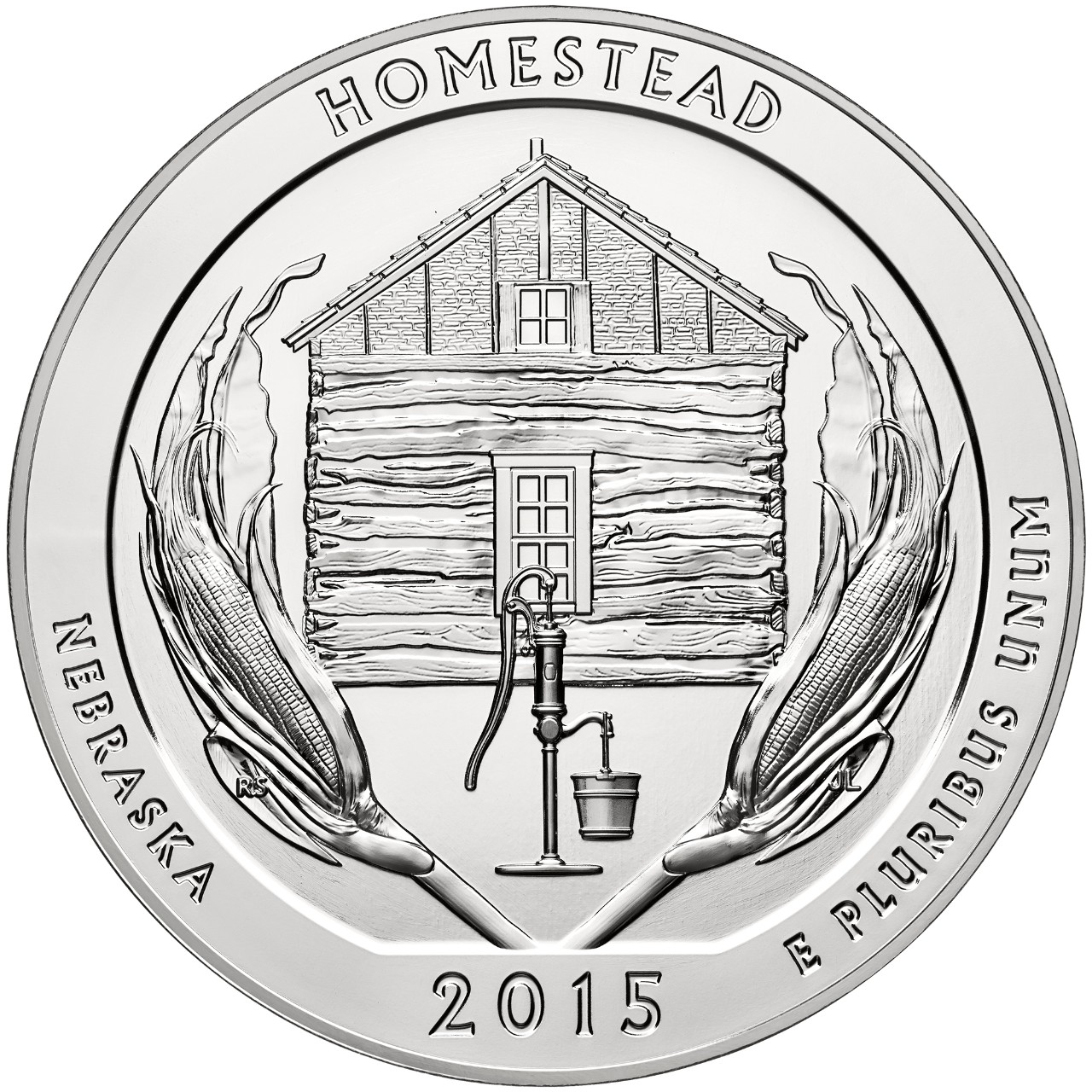 2015 America The Beautiful Quarters Five Ounce Silver Bullion Coin Homestead Nebraska Reverse