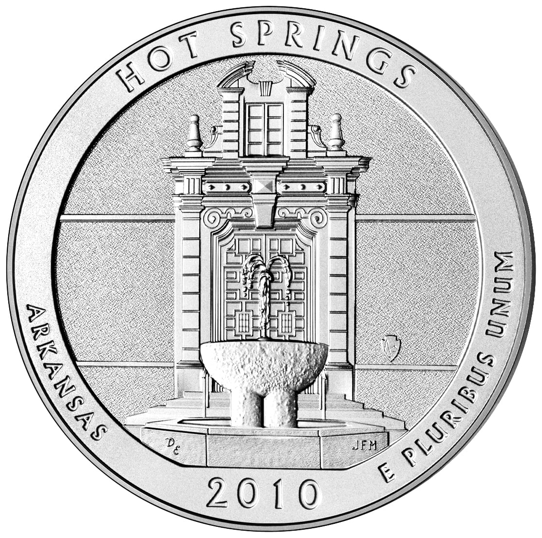 2010 America The Beautiful Quarters Five Ounce Silver Uncirculated Coin Hot Springs Arkansas Reverse