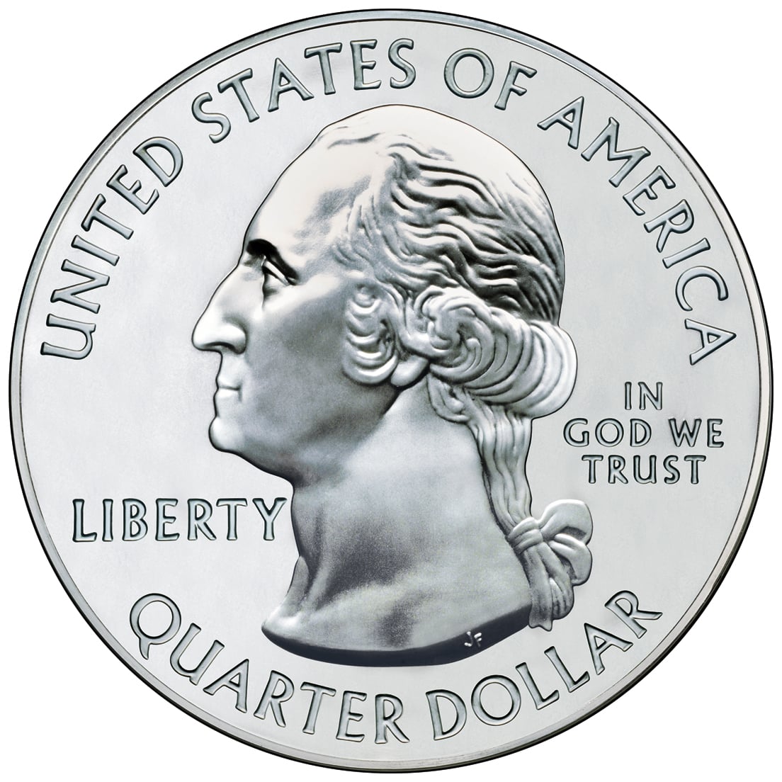 2010 America The Beautiful Quarters Five Ounce Silver Bullion Coin Obverse