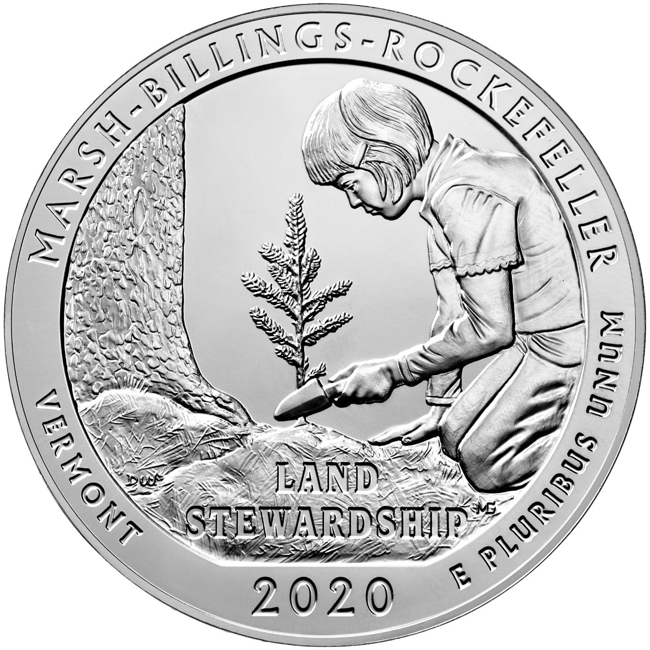 2020 America the Beautiful Quarters Five Ounce Silver Bullion Coin Marsh-Billings-Rockefeller Vermont Reverse