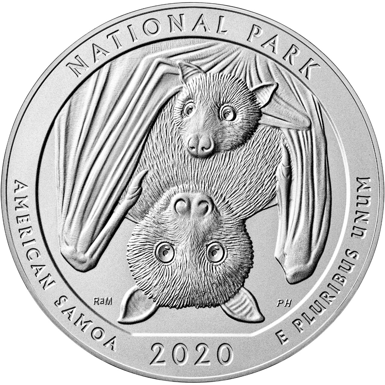 2020 America the Beautiful Quarters Five Ounce Silver Uncirculated Coin National Park American Samoa Reverse