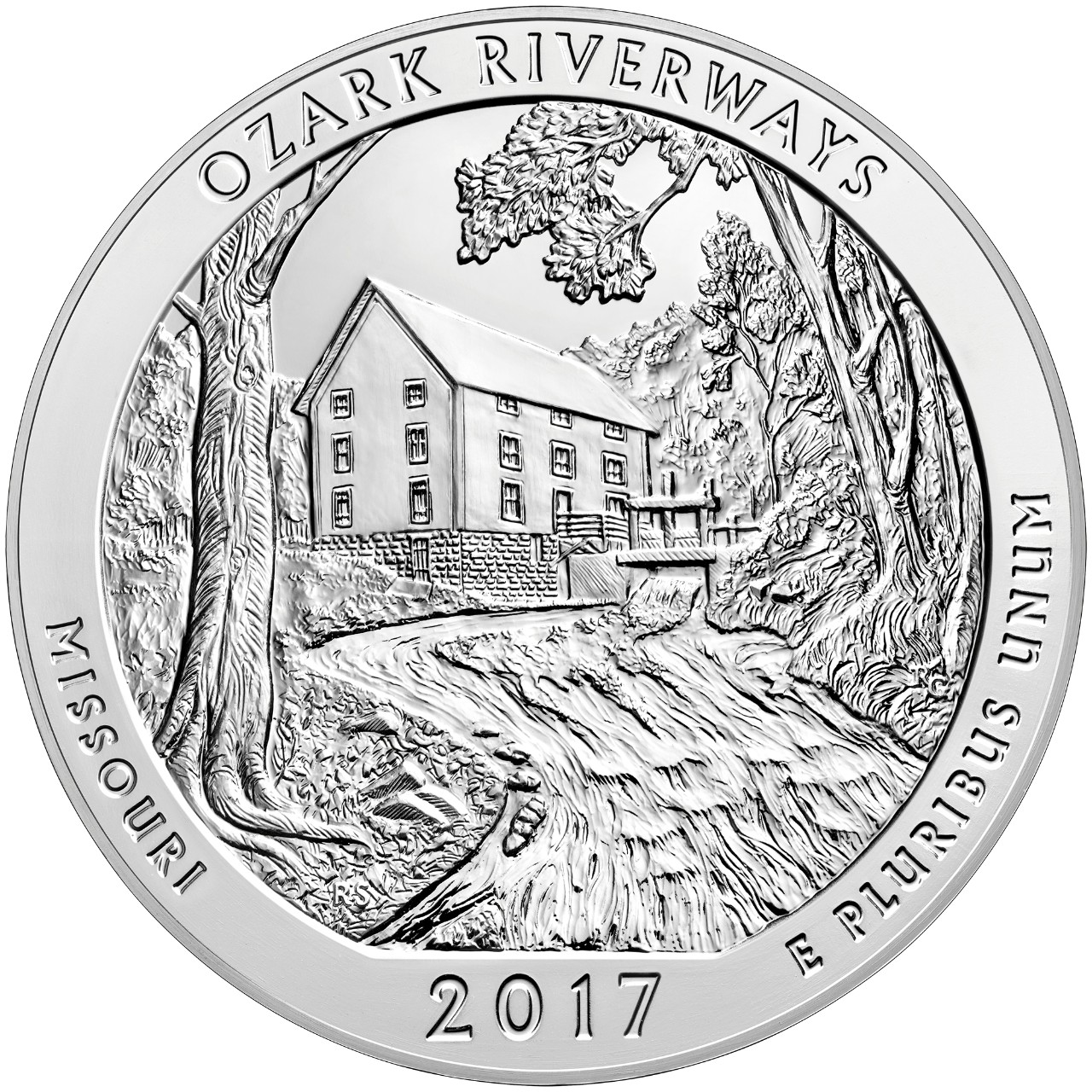 2017 Five Ounce Silver Bullion Ozark Riverways Missouri Reverse