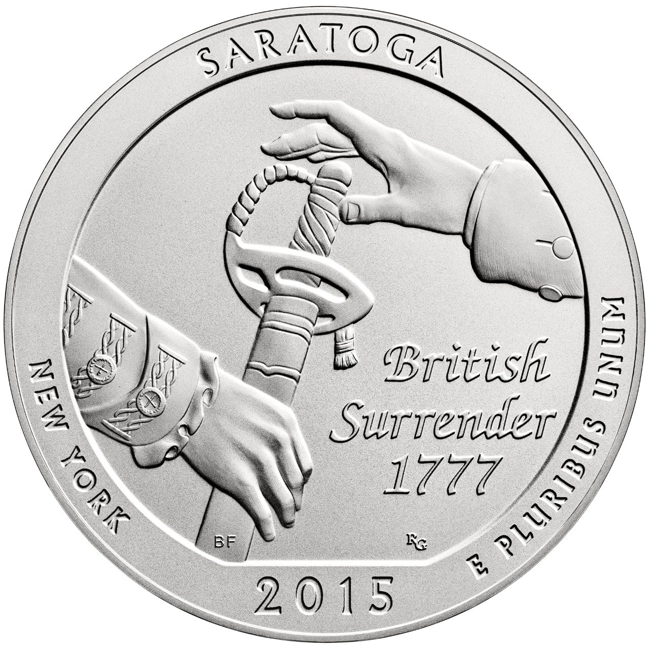 2015 America The Beautiful Quarters Five Ounce Silver Uncirculated Coin Saratoga New York Reverse