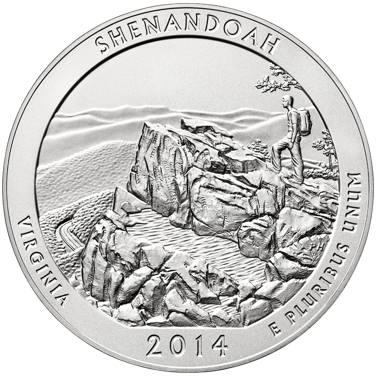 2014 America The Beautiful Quarters Five Ounce Silver Uncirculated Coin Shenandoah Virginia Reverse