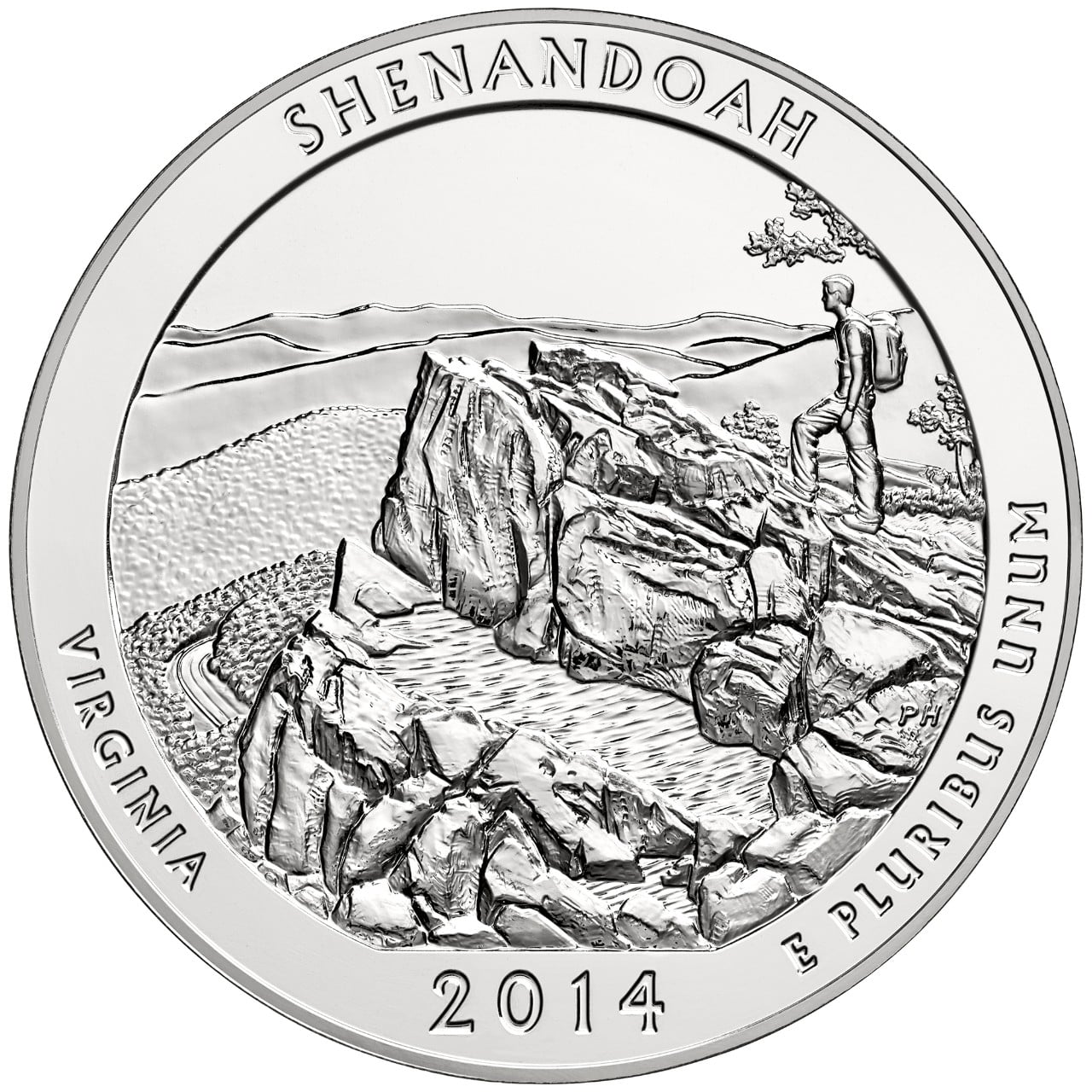 2014 America The Beautiful Quarters Five Ounce Silver Bullion Coin Shenandoah Virginia Reverse