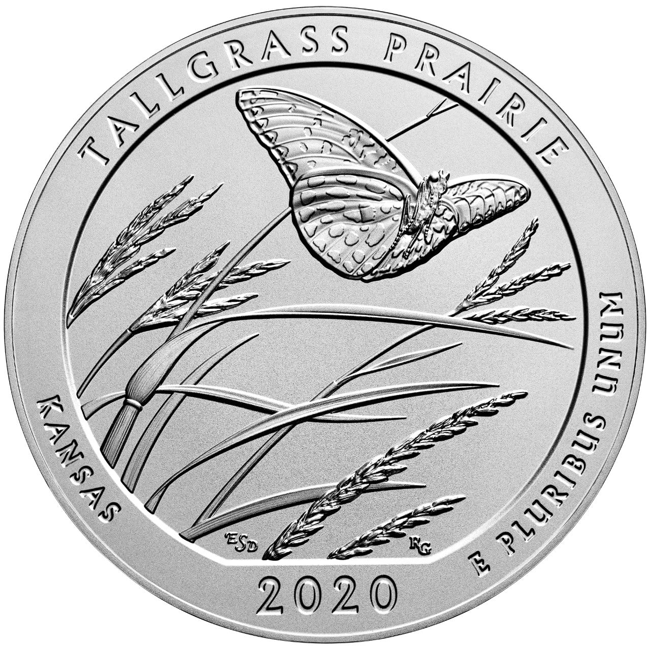 2020 America the Beautiful Quarters Five Ounce Silver Uncirculated Coin Tallgrass Prairie Kansas Reverse
