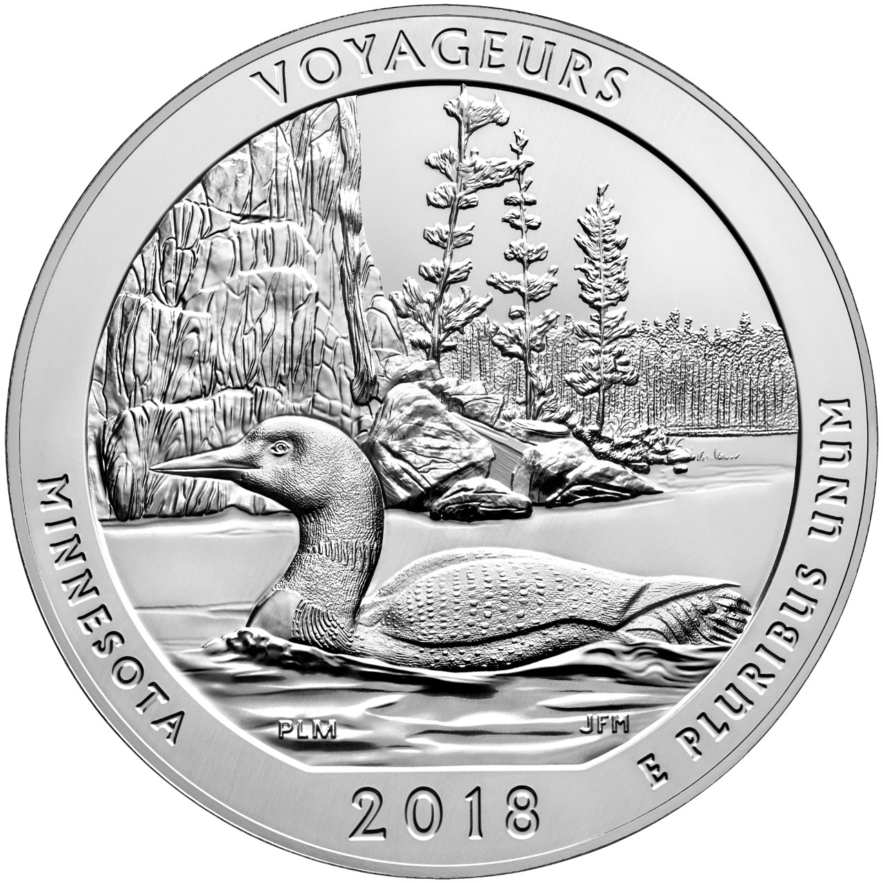 2018 America the Beautiful Quarters Five Ounce Silver Bullion Coin Voyageurs Minnesota Reverse