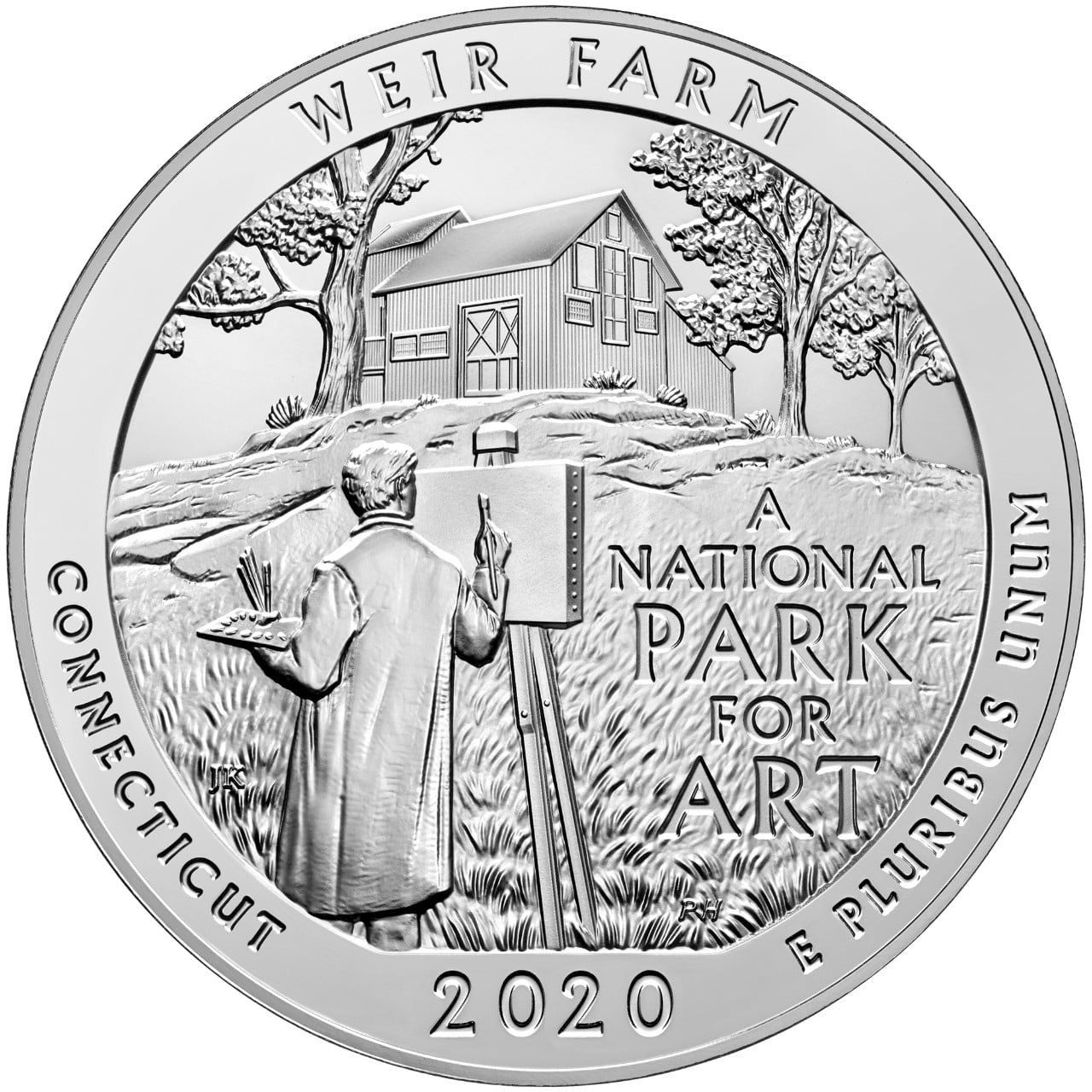2020 America the Beautiful Quarters Five Ounce Silver Bullion Coin Weir Farm Connecticut Reverse