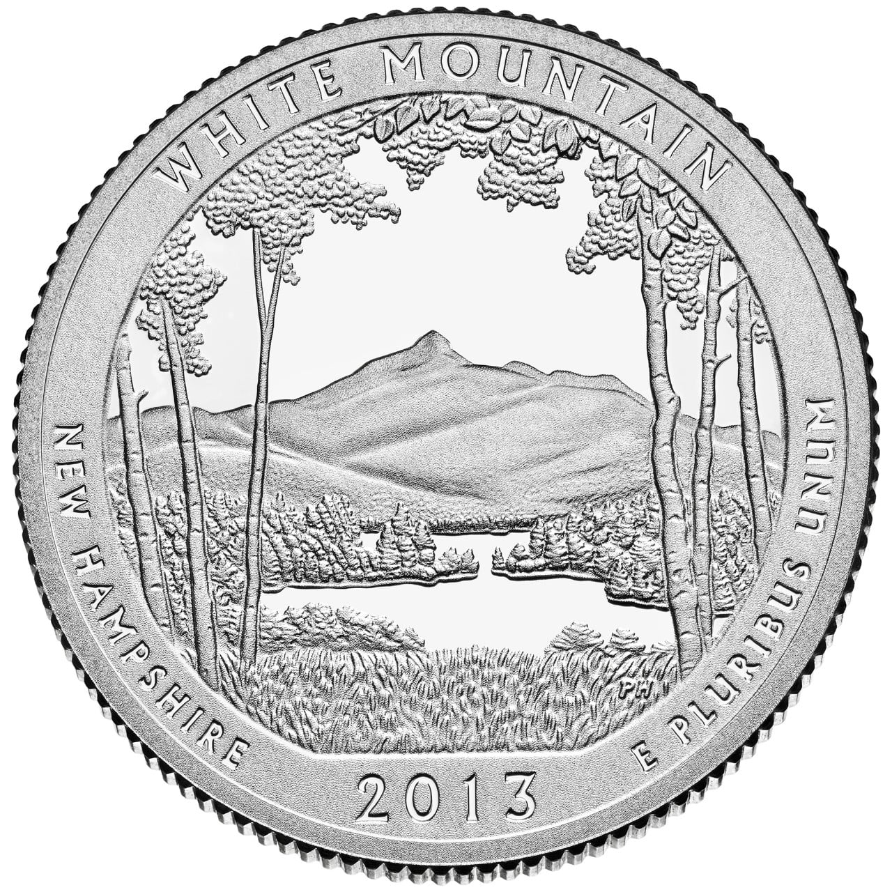 2013 America The Beautiful Quarters Coin White Mountain New Hampshire Proof Reverse