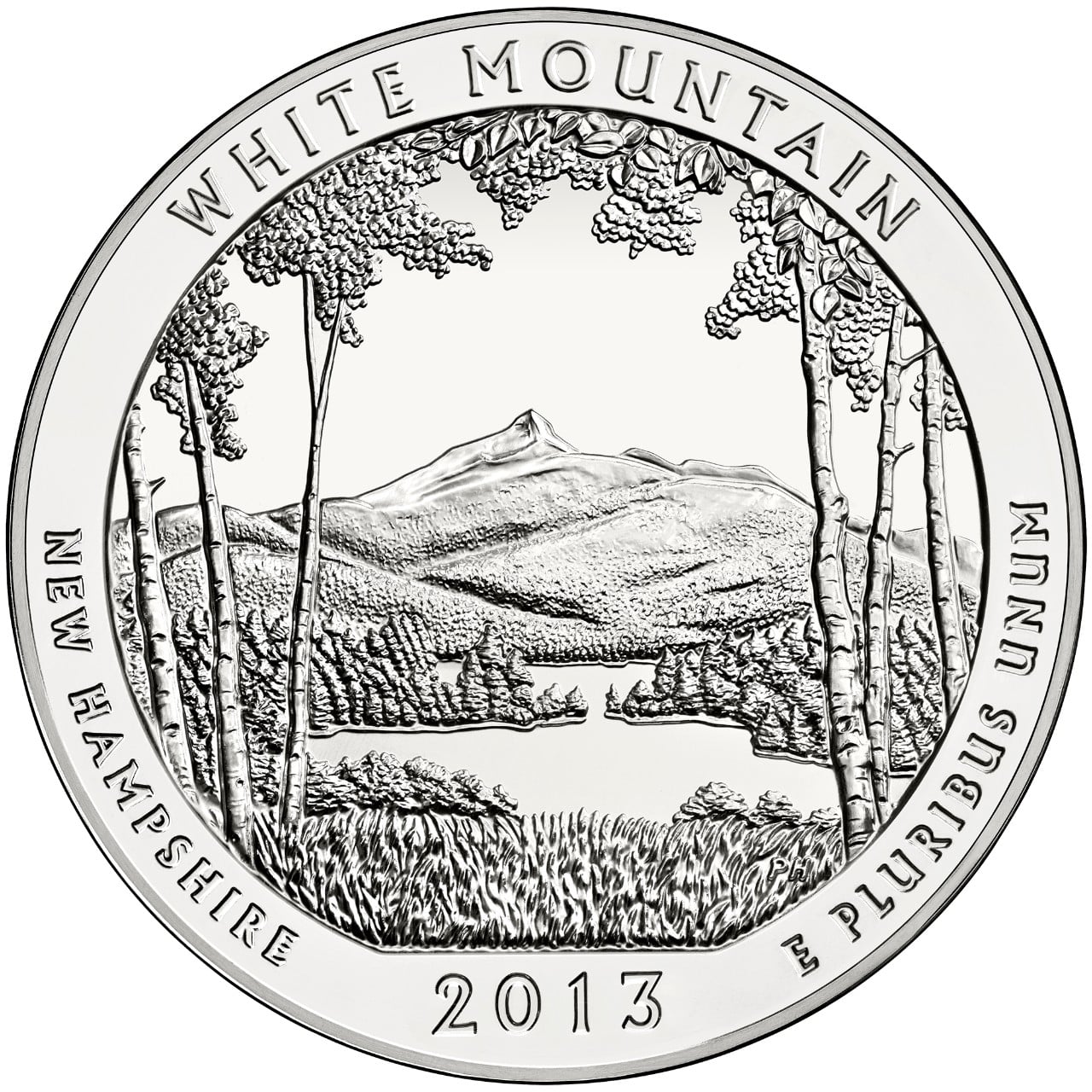 2013 America The Beautiful Quarters Five Ounce Silver Bullion Coin White Mountain New Hampshire Reverse
