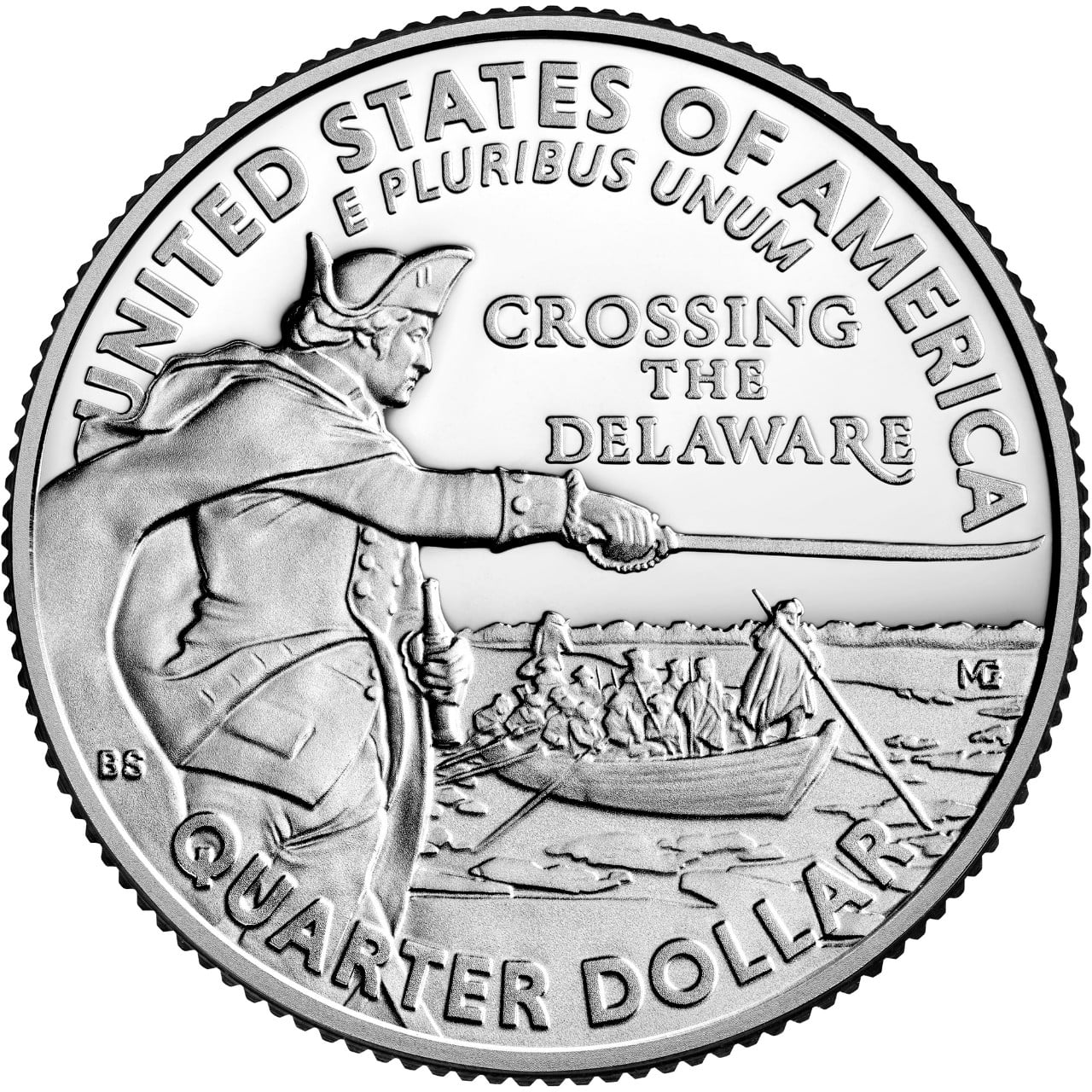 2021 General George Washington Crossing the Delaware Quarter Proof Reverse