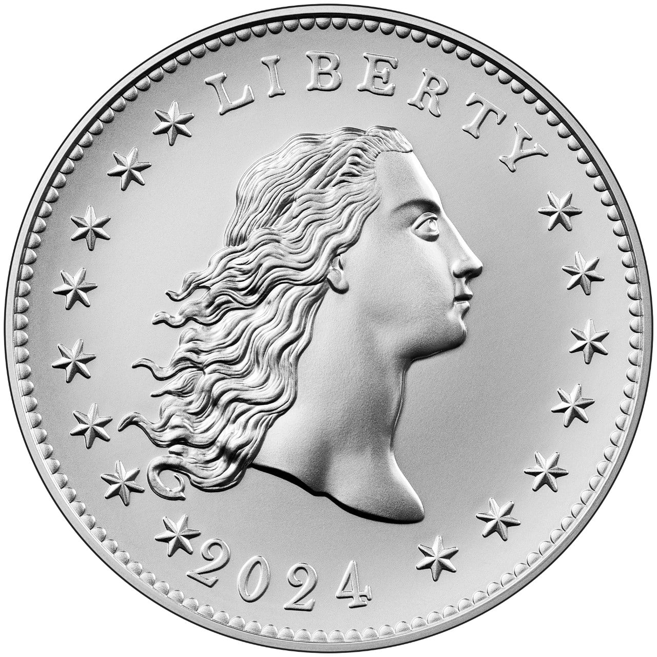 2024 230th Anniversary Flowing Hair Silver Medal Obverse