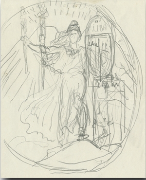 Augustus Saint-Gaudens pencil sketch of Double Eagle coin
