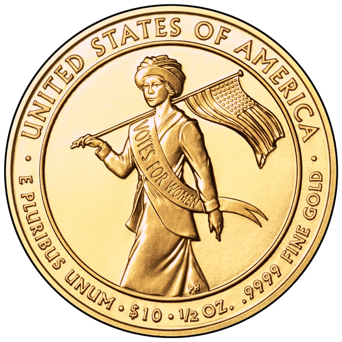 2012 First Spouse Gold Coin Alice Paul Suffragette Uncirculated Reverse