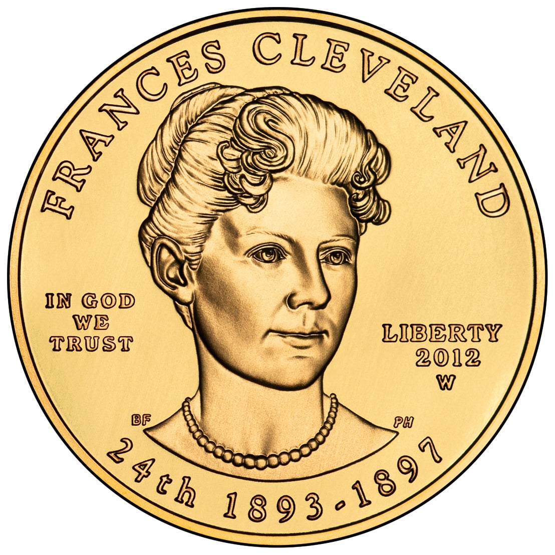 2012 First Spouse Gold Coin Frances Cleveland Second Term Uncirculated Obverse