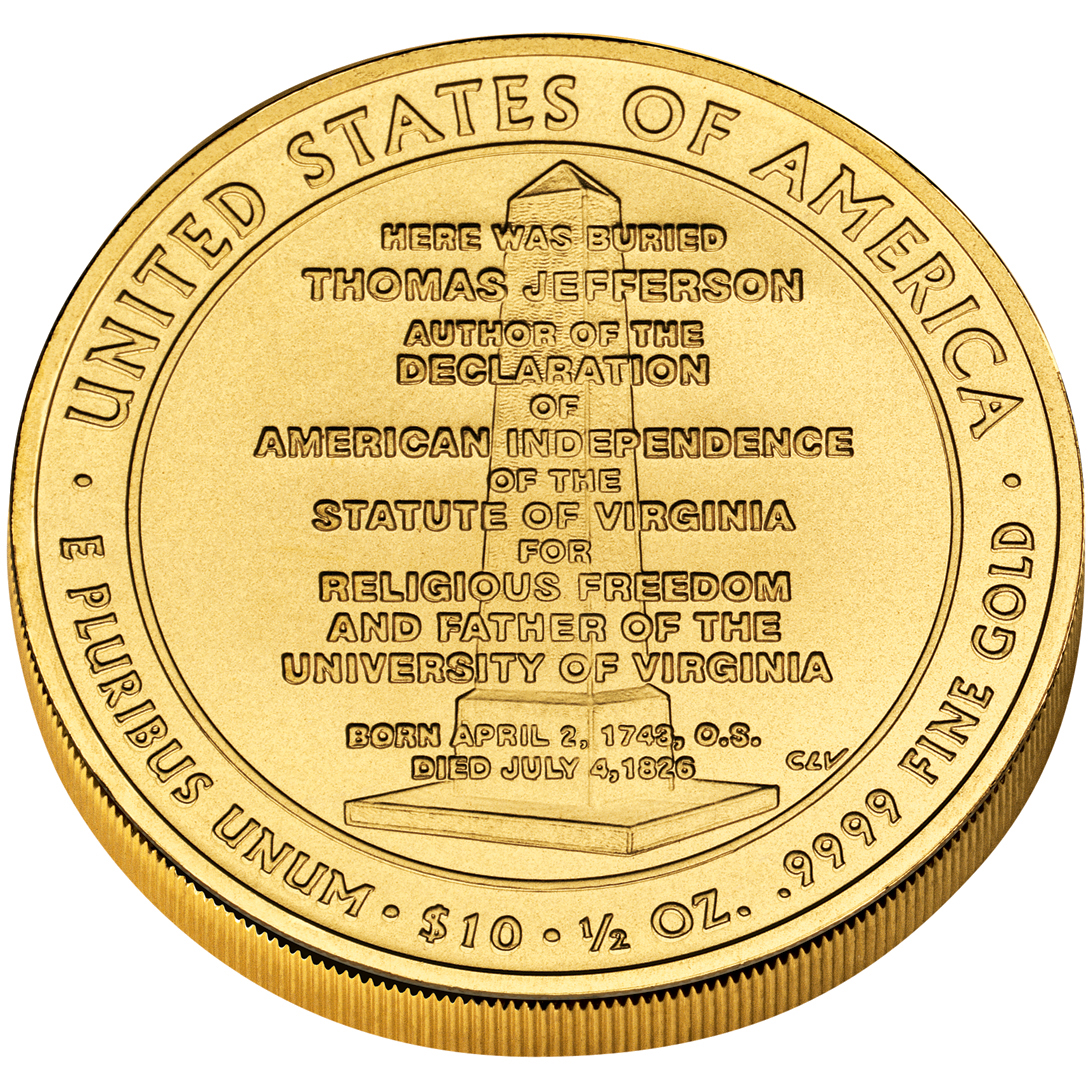 2007 First Spouse Gold Coin Jefferson Liberty Uncirculated Reverse