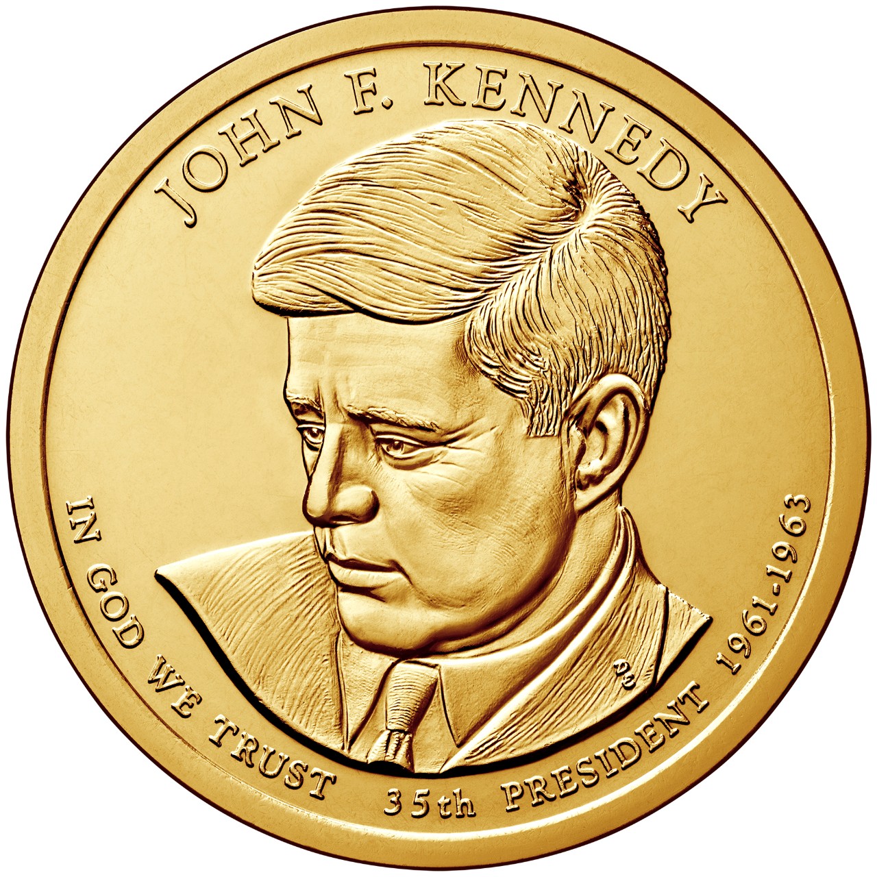 2015 Presidential Dollar Coin John F. Kennedy Uncirculated Obverse