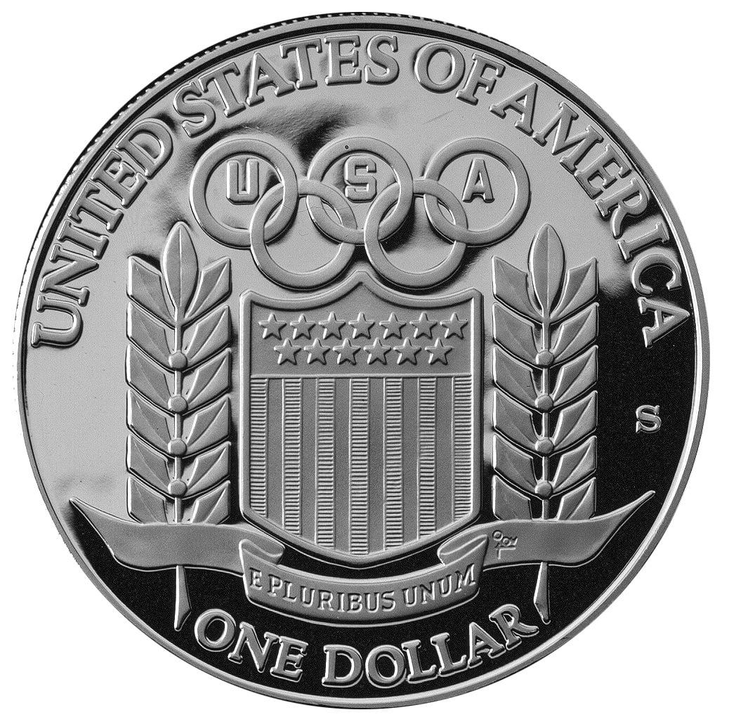 1992 Olympics France and Spain Commemorative Silver Dollar Proof Reverse