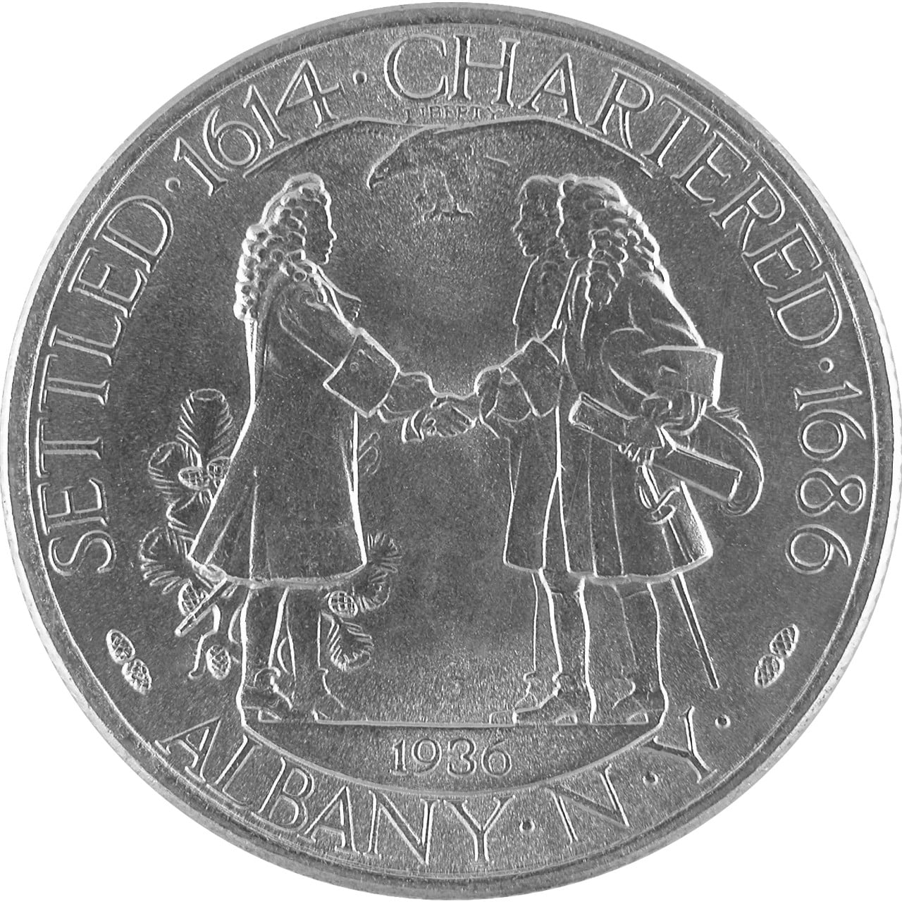 1936 Albany New York Charter Sesquicentennial Silver Half Dollar Obverse