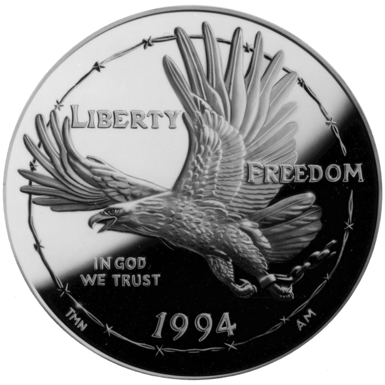 1994 United States Prisoner Of War Commemorative Silver One Dollar Proof Obverse