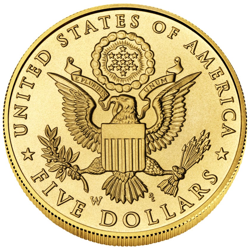 2008 Bald Eagle Commemorative Gold Five Dollar Uncirculated Reverse