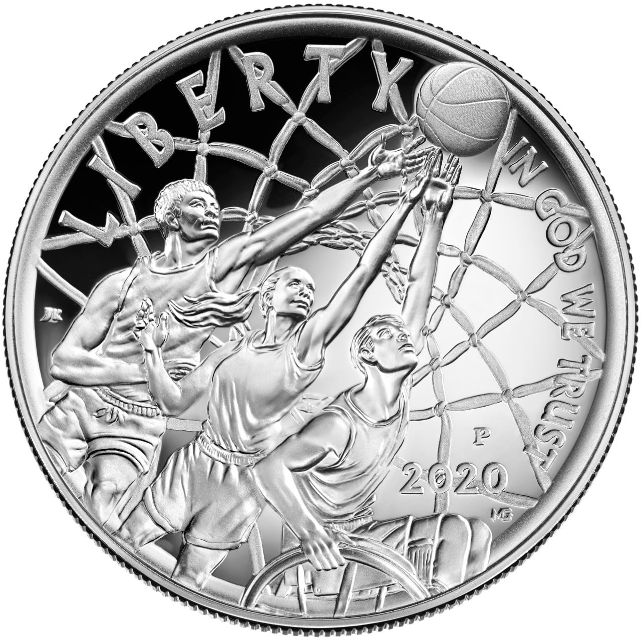 2020 Basketball Hall of Fame Commemorative Silver One Dollar Proof Obverse