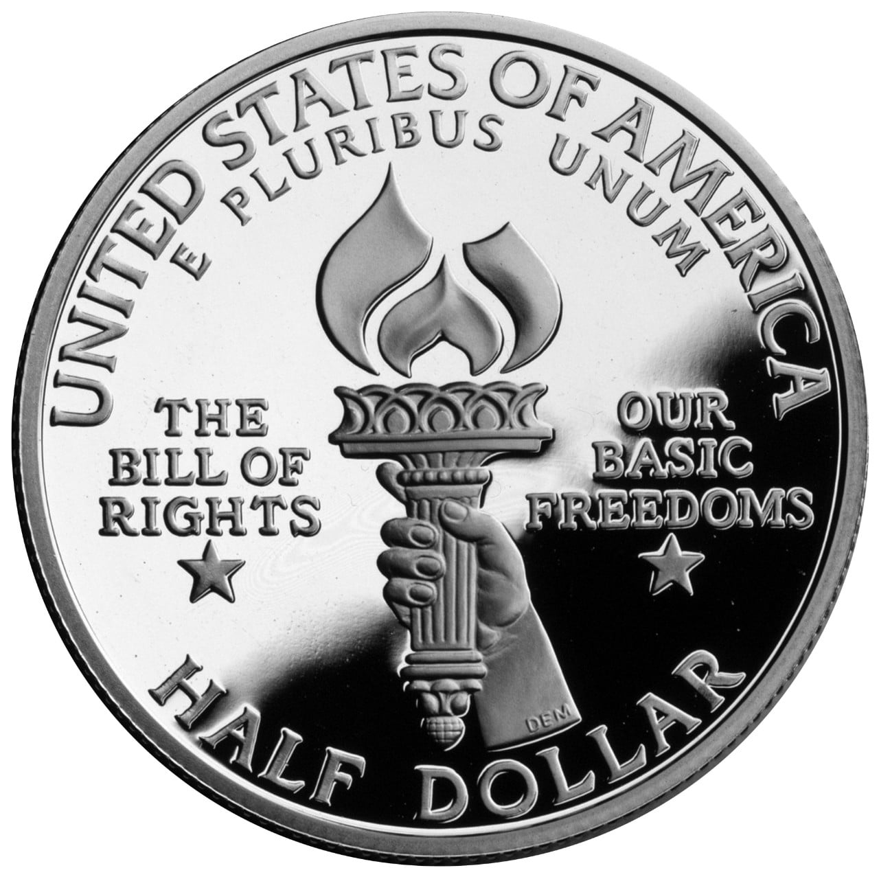 1993 Bill of Right Clad Half Dollar Proof Reverse
