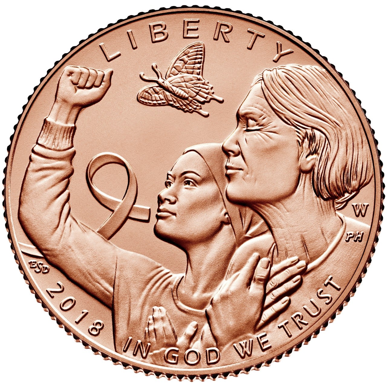 2018 Breast Cancer Awareness Commemorative Gold Uncirculated Coin Obverse