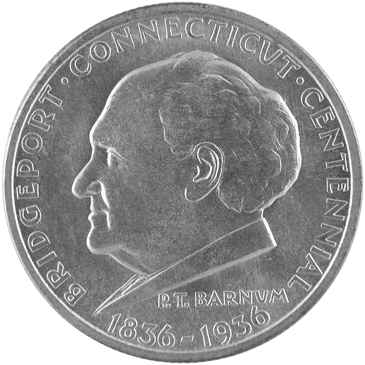 1936 Bridgeport Connecticut Centennial Silver Half Dollar Obverse
