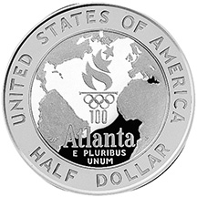1995 Olympics Baseball Half Dollar Proof Reverse