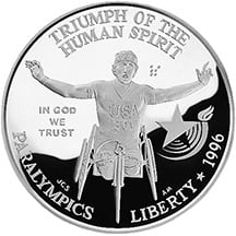 1996 Olympics Paralympics Silver Dollar Proof Obverse