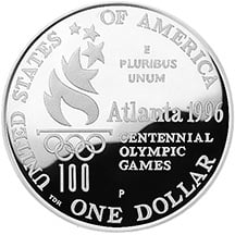1996 Olympics Paralympics Silver Dollar Proof Reverse
