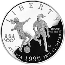 1996 Olympics Soccer Half Dollar Proof Obverse