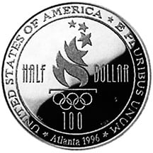1996 Olympics Soccer Half Dollar Proof Reverse